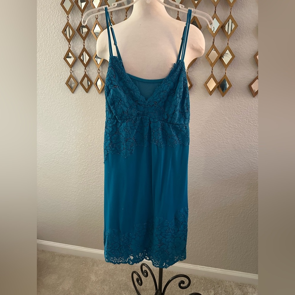 Soma Teal Lace Trim Chemise